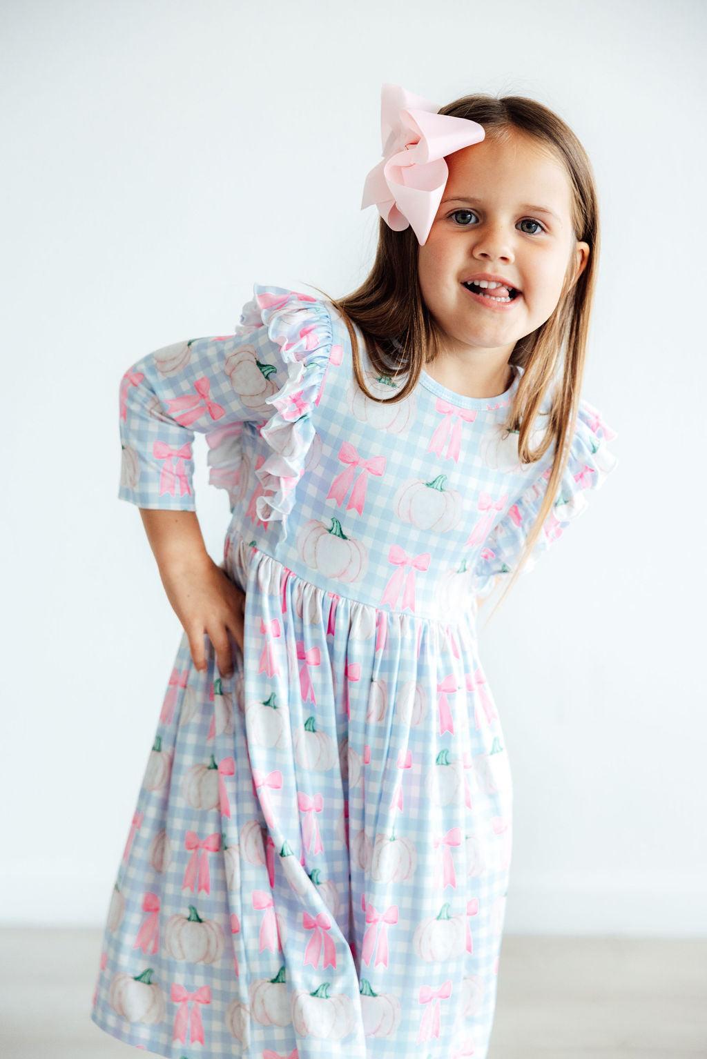 SALE Pumpkin Picnic 3/4 Sleeve Ruffle Twirl Dress by Mila & Rose ®