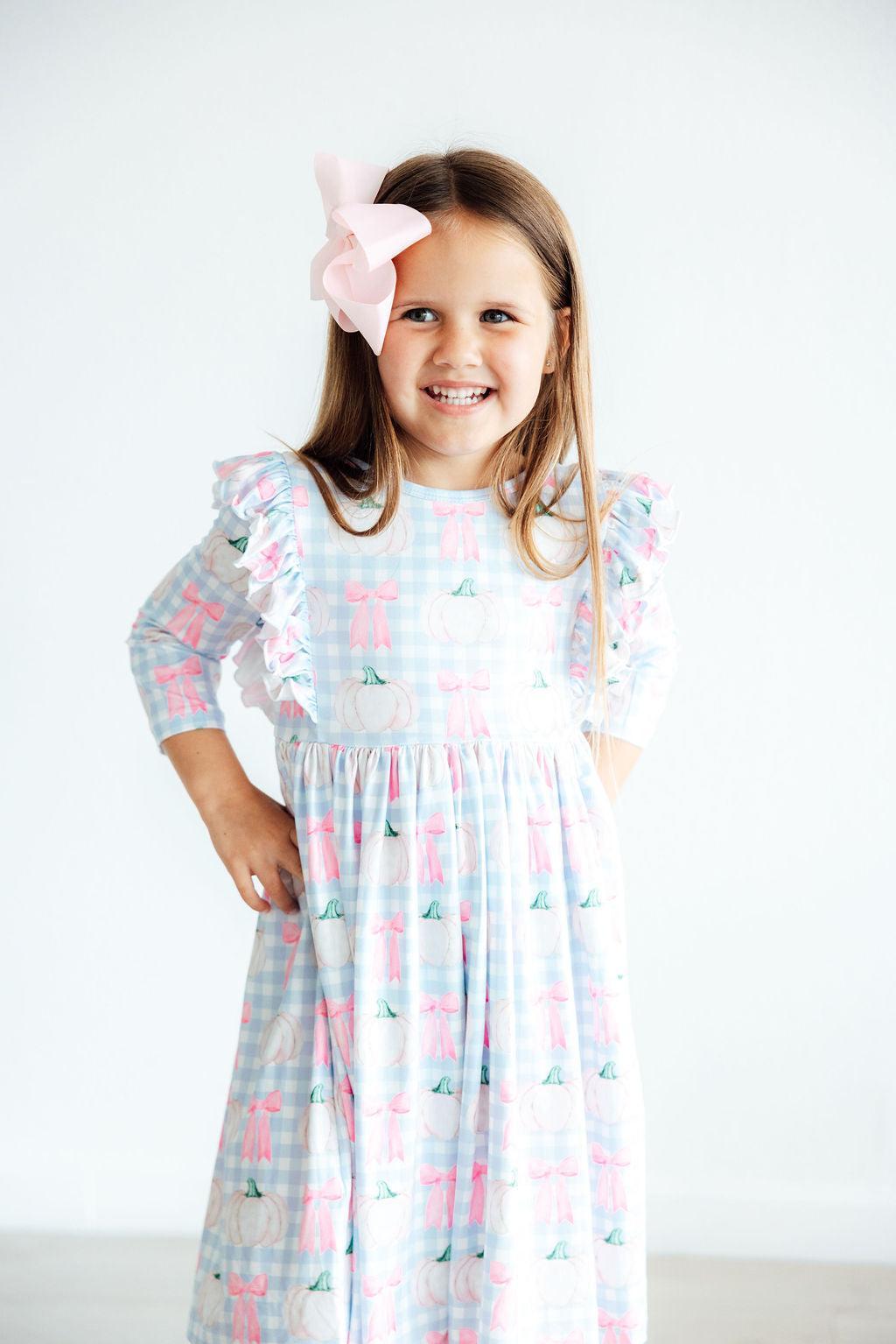 SALE Pumpkin Picnic 3/4 Sleeve Ruffle Twirl Dress by Mila & Rose ®