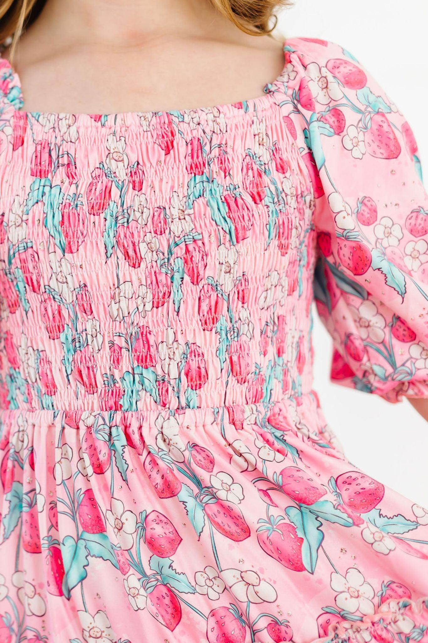 SALE Strawberry Shortcake Smocked Ruffle Dress by Mila & Rose ®