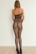 Halter Cut Out Patterned Bodystocking by 3wishes.com