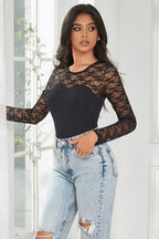 Lace Long Sleeve Bodysuit by 3wishes.com