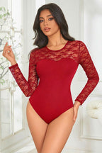 Lace Long Sleeve Bodysuit by 3wishes.com
