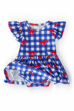 SMU Plaid Mustang S/S Flutter Twirl Bodysuit by Mila & Rose ®