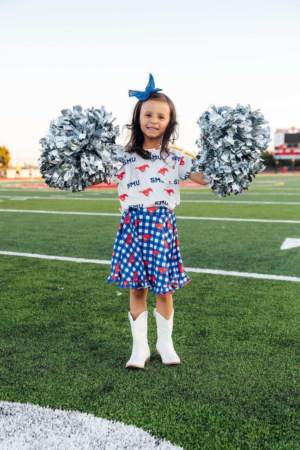 SMU Plaid Mustang Ruffle Twirl Skort by Mila & Rose ®