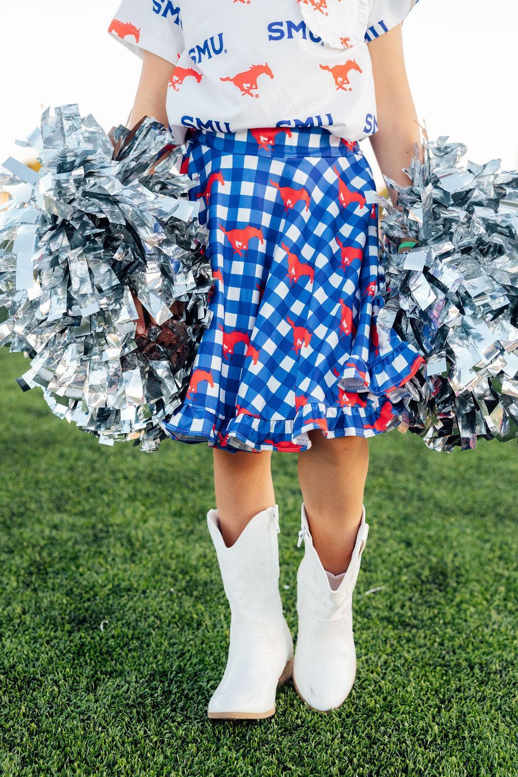 SMU Plaid Mustang Ruffle Twirl Skort by Mila & Rose ®
