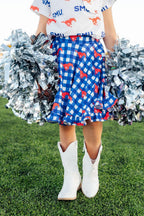 SMU Plaid Mustang Ruffle Twirl Skort by Mila & Rose ®