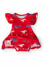 SMU Red Mustang S/S Flutter Twirl Bodysuit by Mila & Rose ®