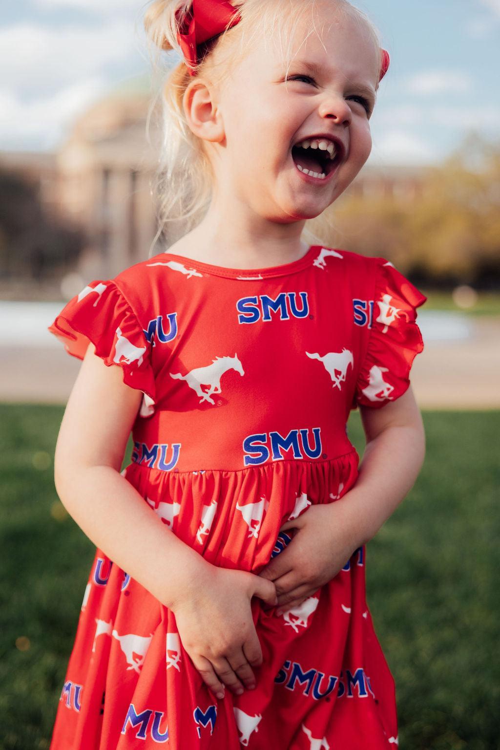 SMU Red Mustang Flutter Twirl Dress by Mila & Rose ®