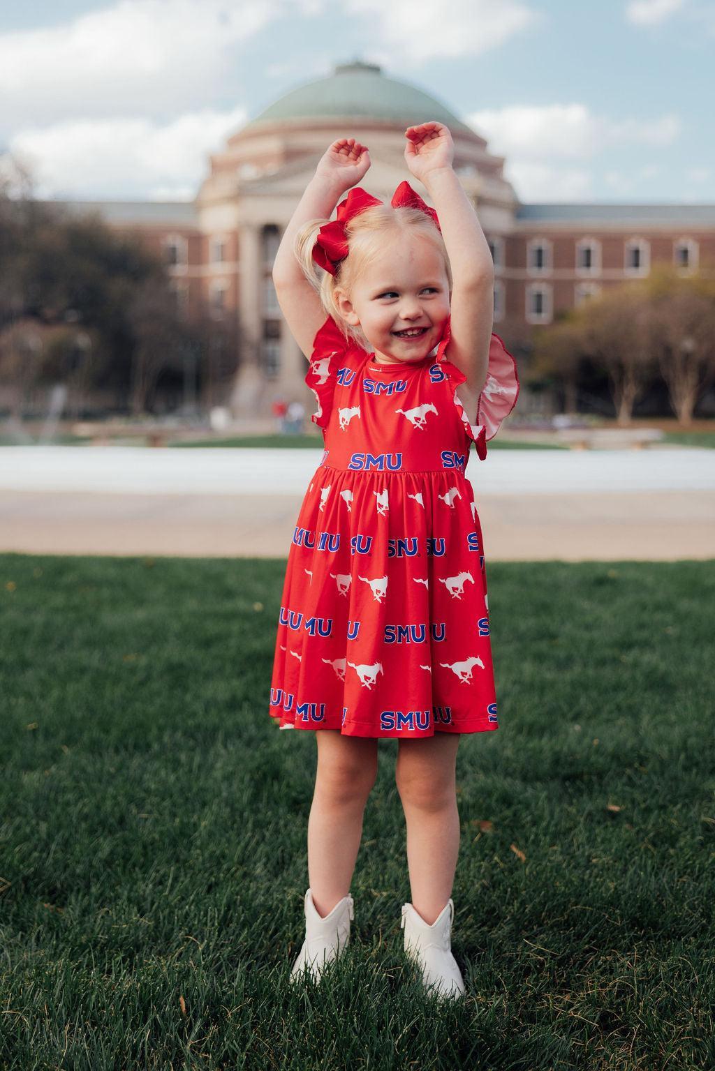 SMU Red Mustang Flutter Twirl Dress by Mila & Rose ®