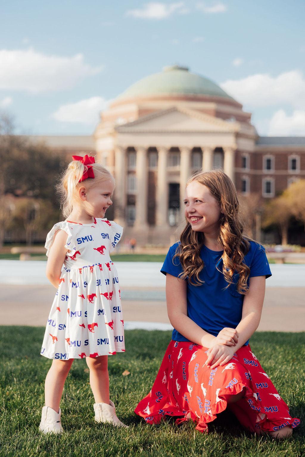 SMU Red Mustang Ruffle Twirl Skort by Mila & Rose ®