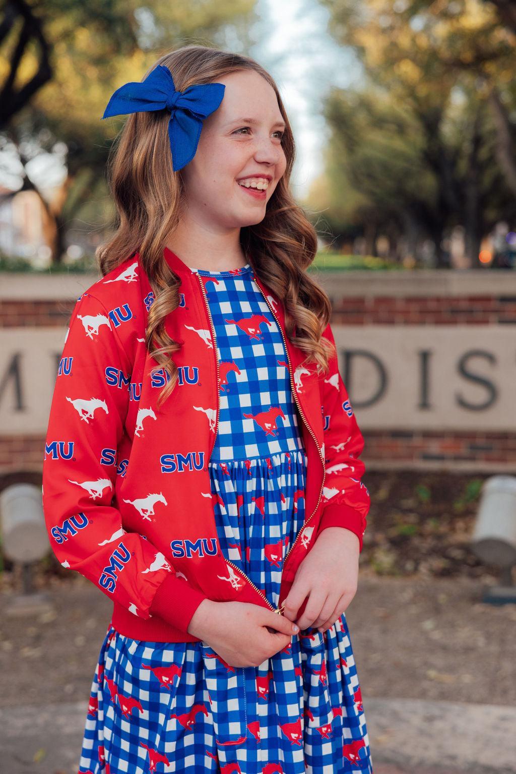 SMU Red Mustang Satin Jacket by Mila & Rose ®
