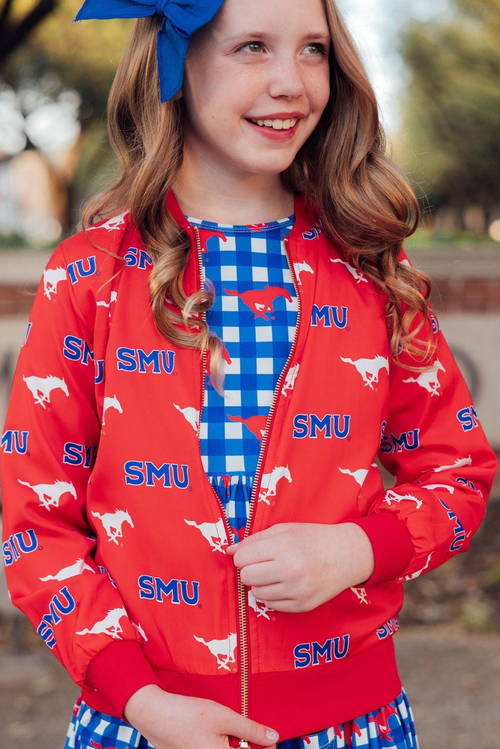 SMU Red Mustang Satin Jacket by Mila & Rose ®