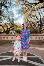 SMU White Mustang 3/4 Sleeve Pocket Twirl Dress by Mila & Rose ®