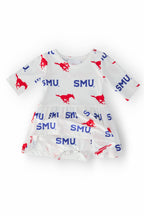 SMU White Mustang 3/4 Sleeve Twirl Bodysuit by Mila & Rose ®