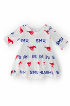 SMU White Mustang 3/4 Sleeve Twirl Bodysuit by Mila & Rose ®