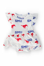 SMU White Mustang S/S Flutter Twirl Bodysuit by Mila & Rose ®