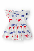 SMU White Mustang S/S Flutter Twirl Bodysuit by Mila & Rose ®
