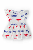 SMU White Mustang S/S Flutter Twirl Bodysuit by Mila & Rose ®