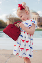 SMU White Mustang Flutter Twirl Dress by Mila & Rose ®