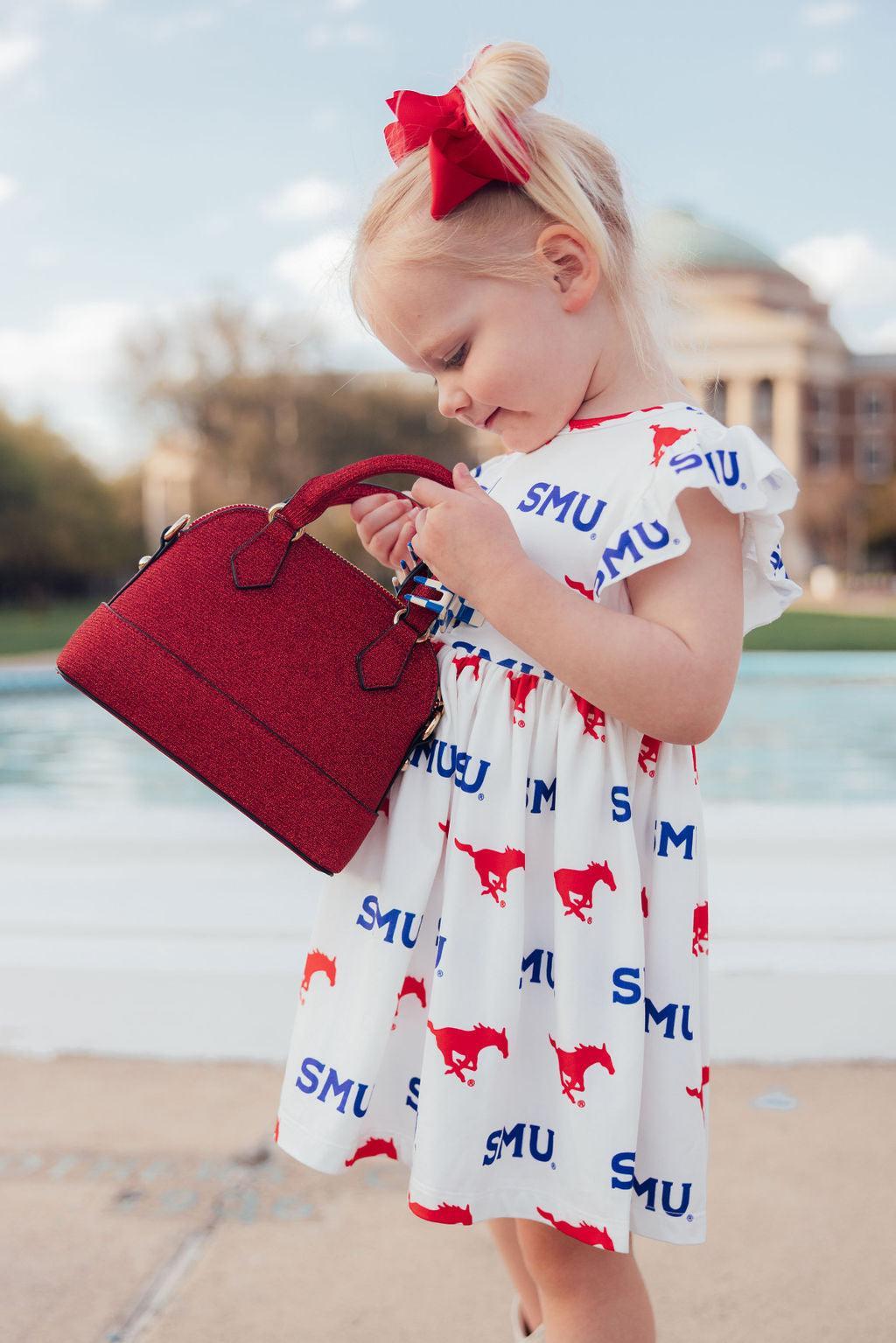 SMU White Mustang Flutter Twirl Dress by Mila & Rose ®