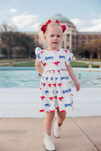 SMU White Mustang Flutter Twirl Dress by Mila & Rose ®