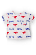 SMU White Mustang Ruffle Pocket Tee by Mila & Rose ®