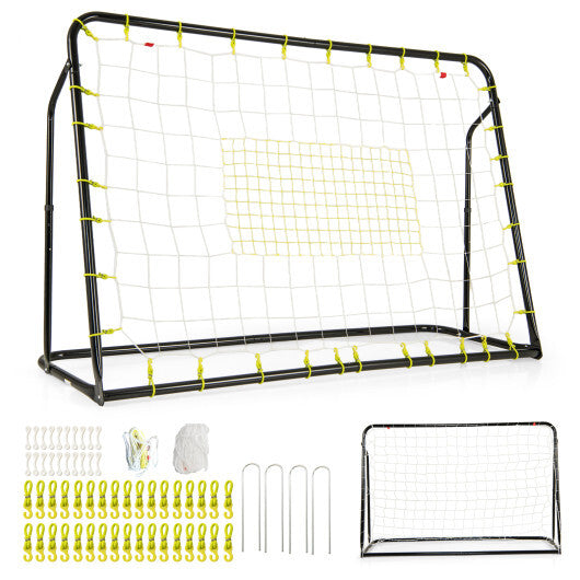 2-in-1 Kids Soccer Rebounder and Soccer Goal with Adjustable Height-Black by LuxuryLifeWay Online Store