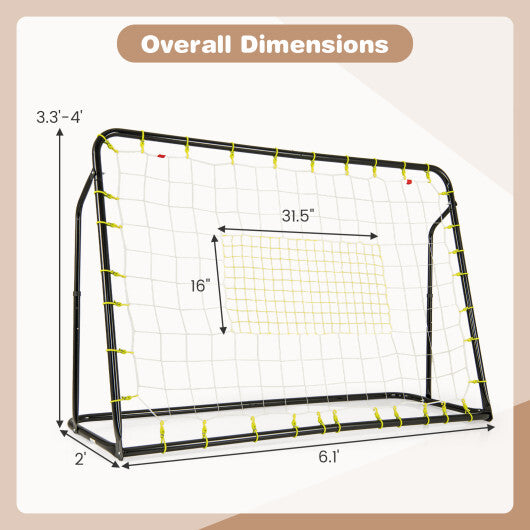 2-in-1 Kids Soccer Rebounder and Soccer Goal with Adjustable Height-Black by LuxuryLifeWay Online Store