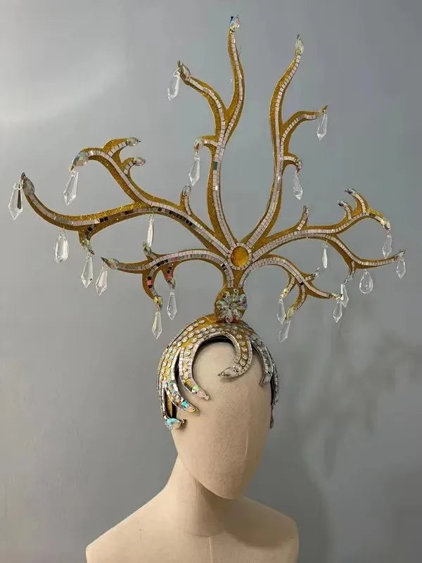 The Stardust Wings of Radiance – Deluxe Feathered Samba & Carnival Crown by Stardust Starlets