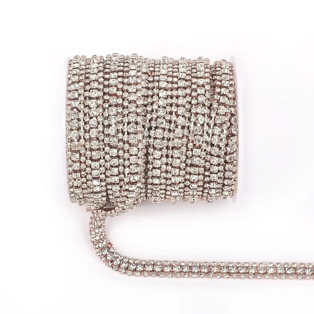 The Stardust Triple Crown – 3-Row Glass Crystal Rhinestone Cup Chain Trim by Stardust Starlets