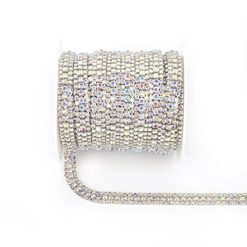 The Stardust Triple Crown – 3-Row Glass Crystal Rhinestone Cup Chain Trim by Stardust Starlets
