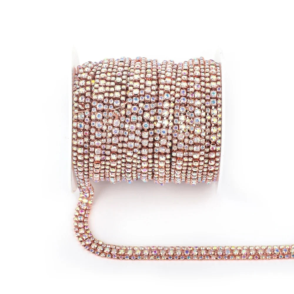 The Stardust Triple Crown – 3-Row Glass Crystal Rhinestone Cup Chain Trim by Stardust Starlets