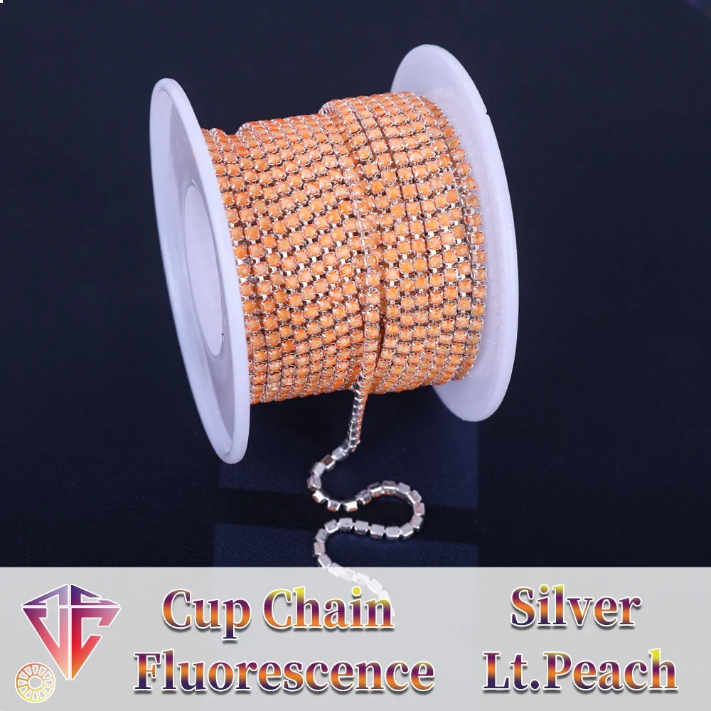 The Stardust Fluorescent Stream – Premium AAAA Glass Fluorescent & Mocha Rhinestone Cup Chain Trim by Stardust Starlets