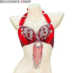 The Stardust Siren Shimmer – Sequin & Tassel Halter Belly Dance Bra Top by Stardust Starlets