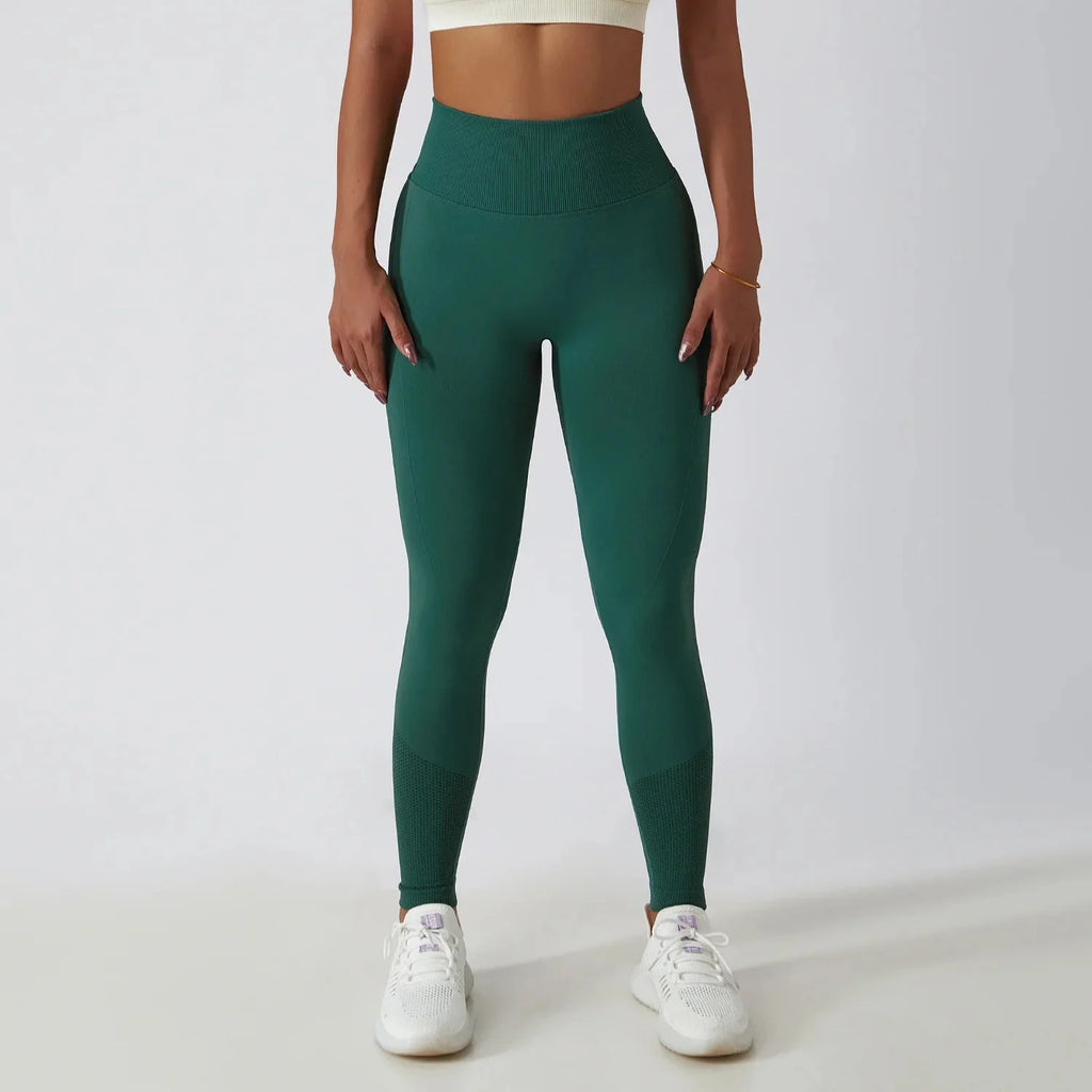 Seamless Ribbed Yoga Leggings – Tummy Control Fit by FitiqueFit