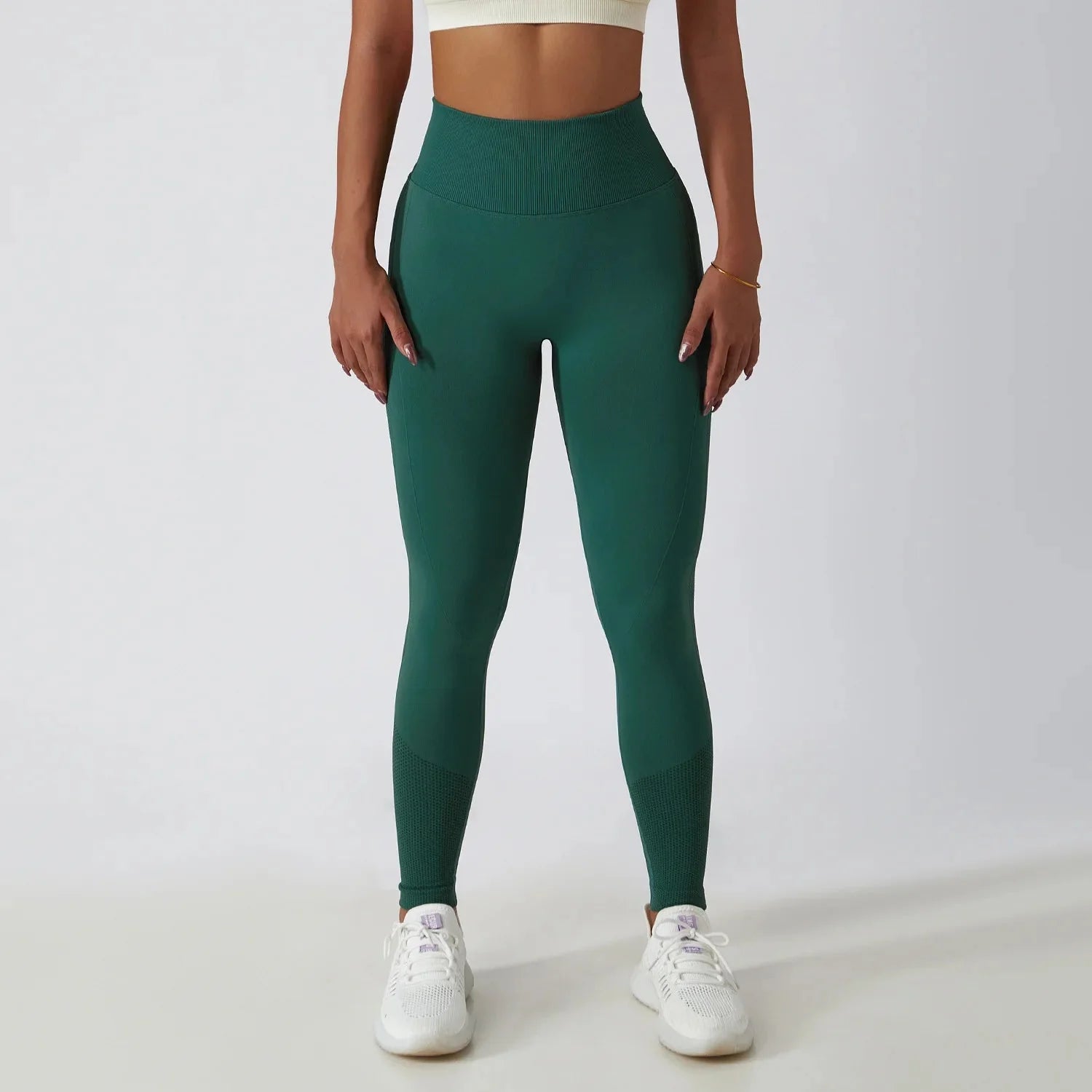 Seamless Ribbed Yoga Leggings – Tummy Control Fit by FitiqueFit