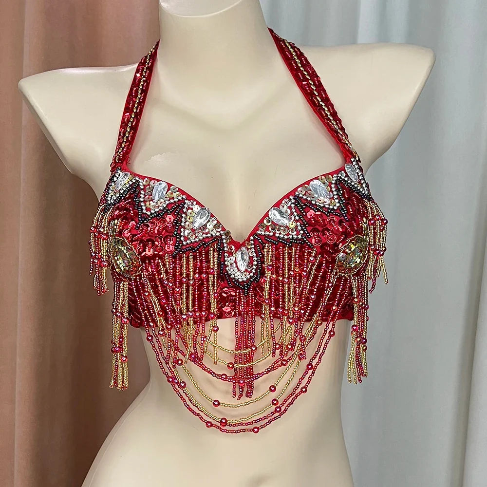 The Stardust Prism Sirena – Deluxe Beaded & Sequined Belly Dance Bra Top by Stardust Starlets