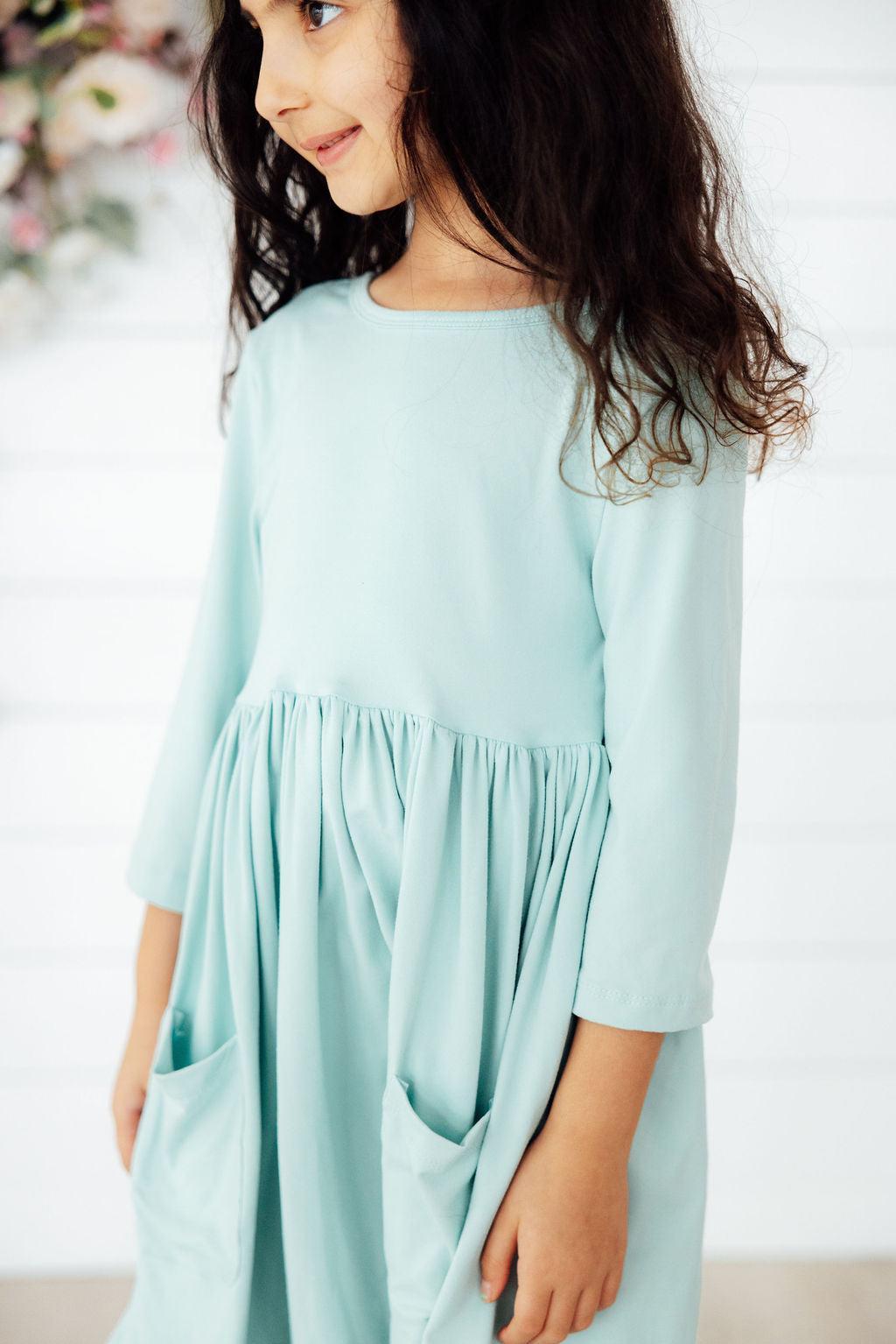 Sage 3/4 Sleeve Pocket Twirl Dress by Mila & Rose ®