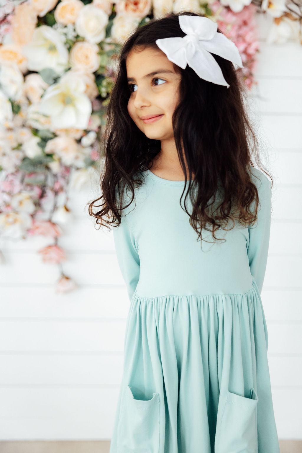 Sage 3/4 Sleeve Pocket Twirl Dress by Mila & Rose ®