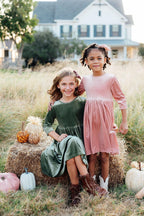 Sage Velvet Twirl Dress by Mila & Rose ®