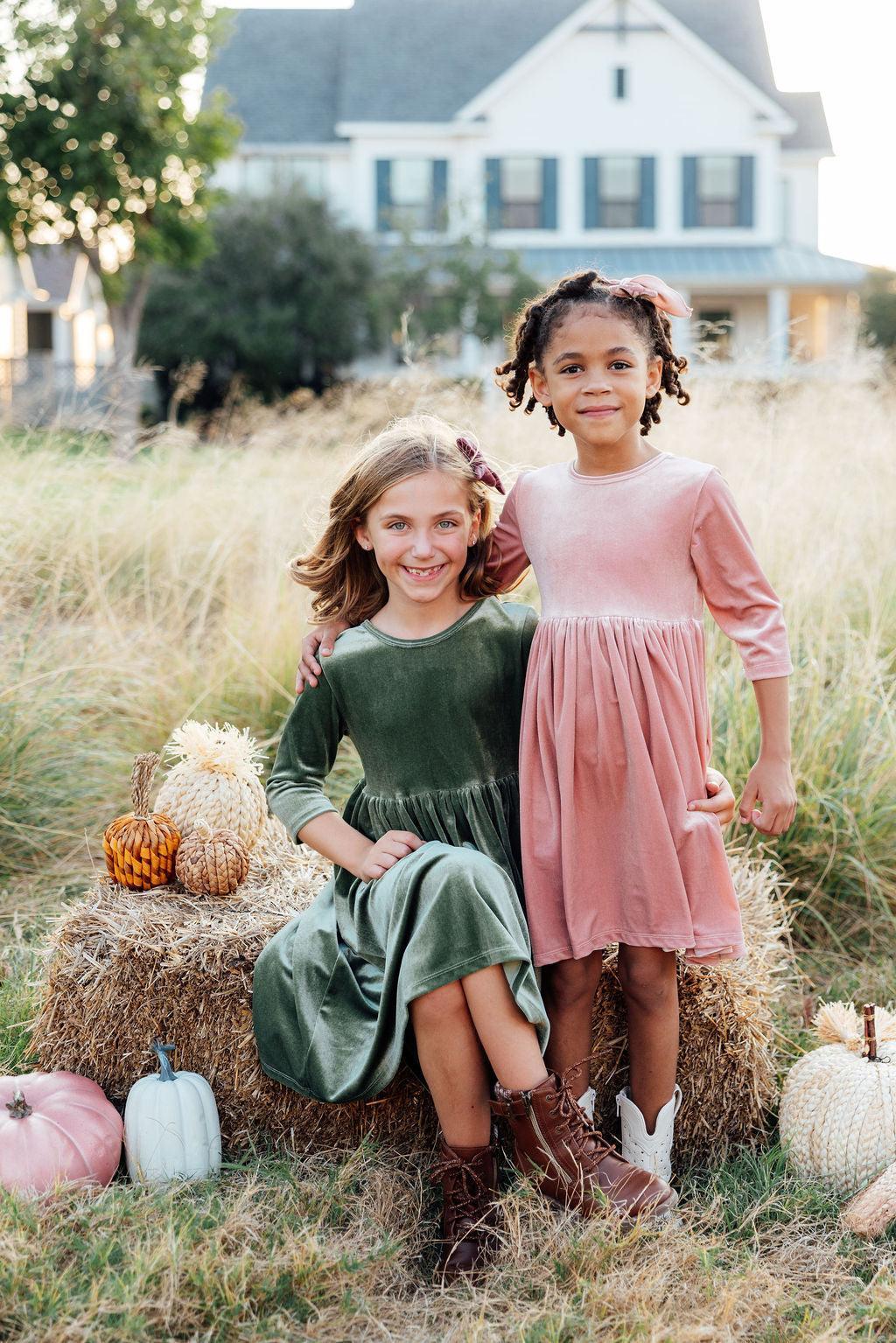 Sage Velvet Twirl Dress by Mila & Rose ®