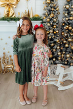 Sage Velvet Twirl Dress by Mila & Rose ®