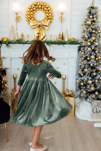 Sage Velvet Twirl Dress by Mila & Rose ®