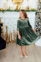 Sage Velvet Twirl Dress by Mila & Rose ®