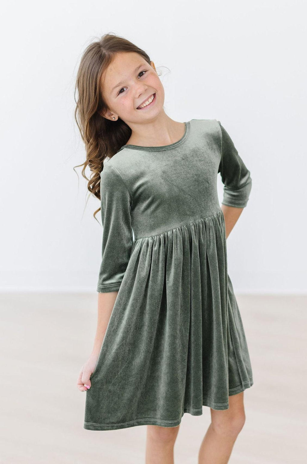 Sage Velvet Twirl Dress by Mila & Rose ®