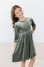 Sage Velvet Twirl Dress by Mila & Rose ®