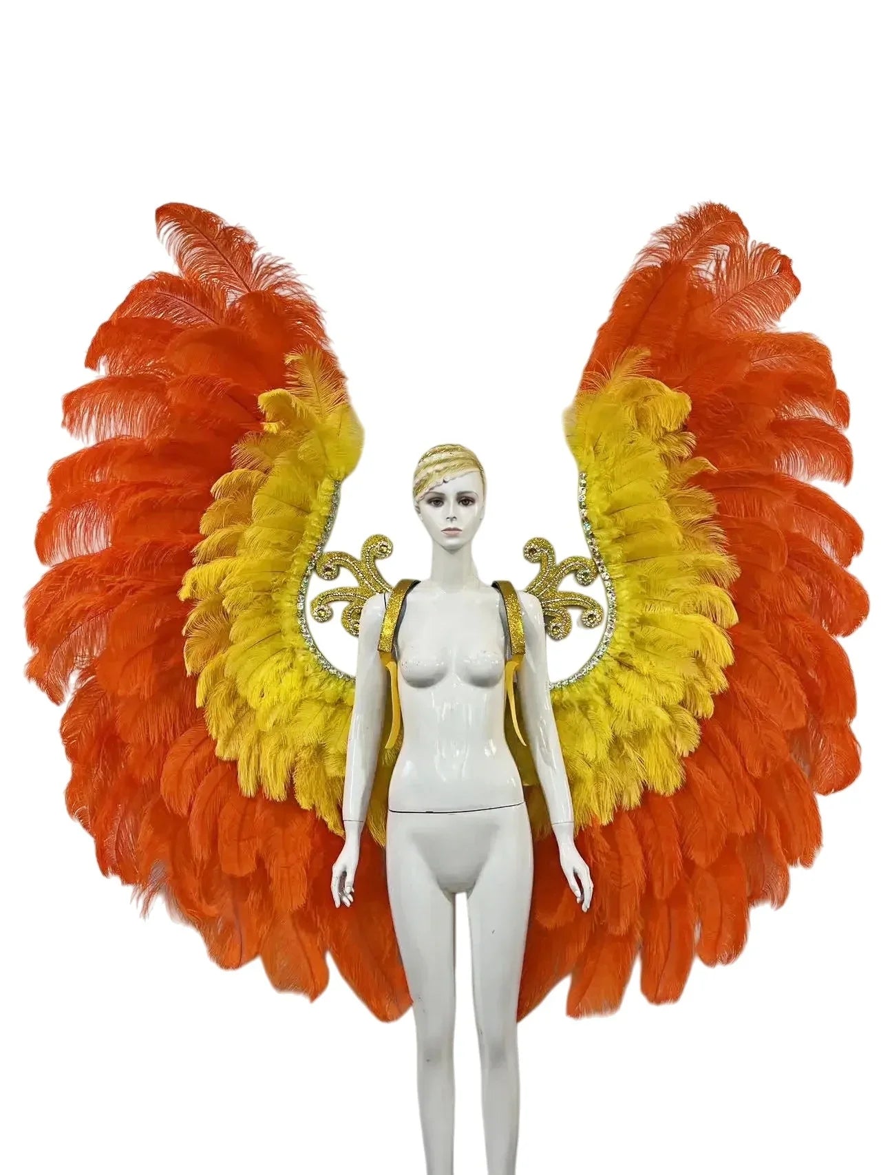 The Stardust Phoenix Wings – Deluxe Feathered Samba Backpiece & Stage Wings by Stardust Starlets