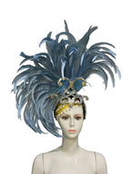 The Stardust Mirage – Exquisite Blue Feathered Samba Carnival Headdress by Stardust Starlets