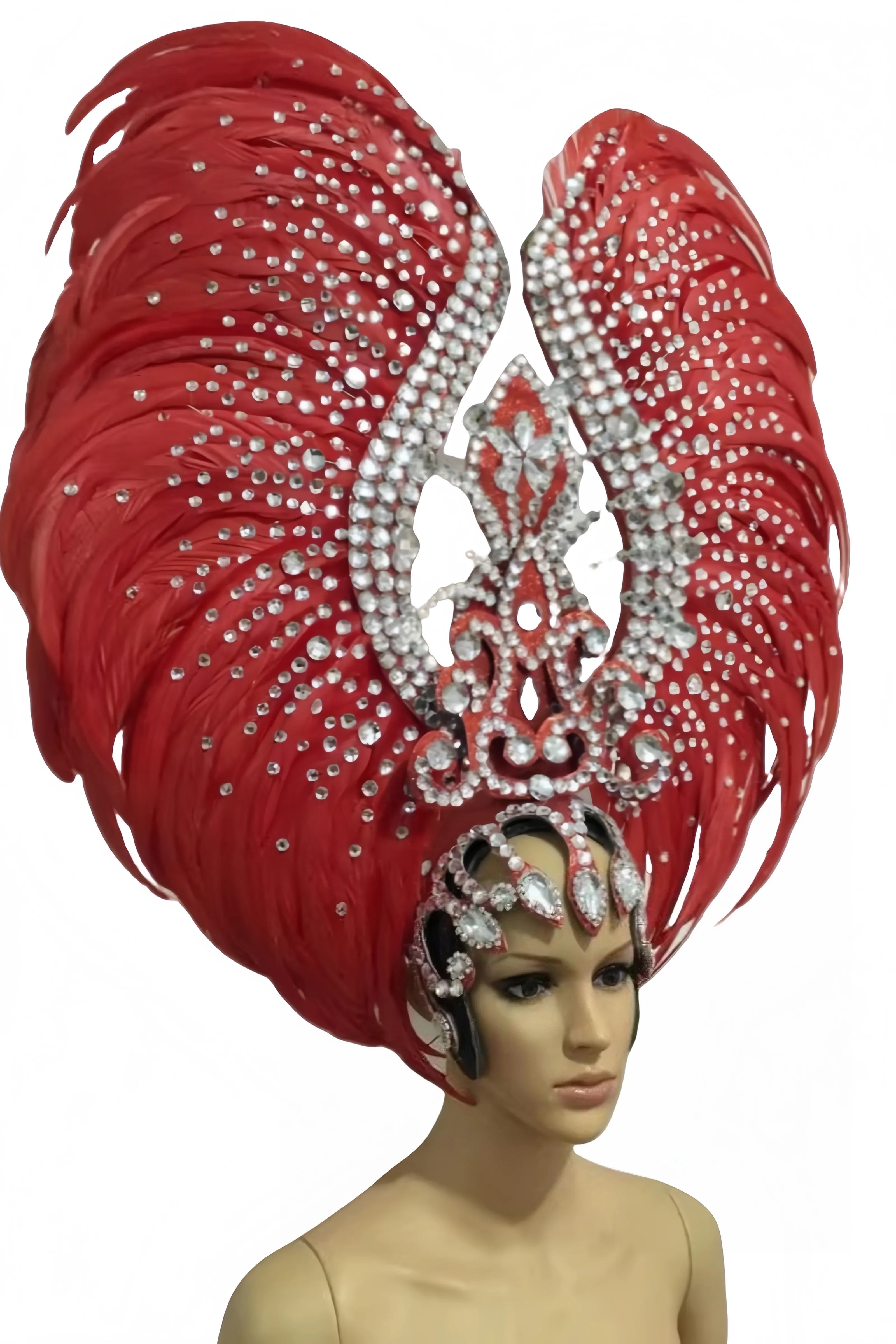 Feather headdress samba costume carnival halloween party bar performance hat makeup dance wings parade by Stardust Starlets