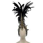 The Stardust Dark Empress – Premium Black Feathered Carnival & Gogo Headdress by Stardust Starlets